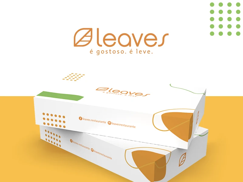 Marca e embalagens de delivery da Leaves